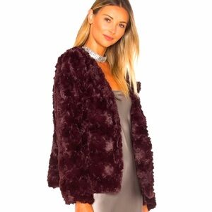 Sanctuary Womens Bugundy/Faux fur Jacket Dark Shiraz Wine Evening Coat Small